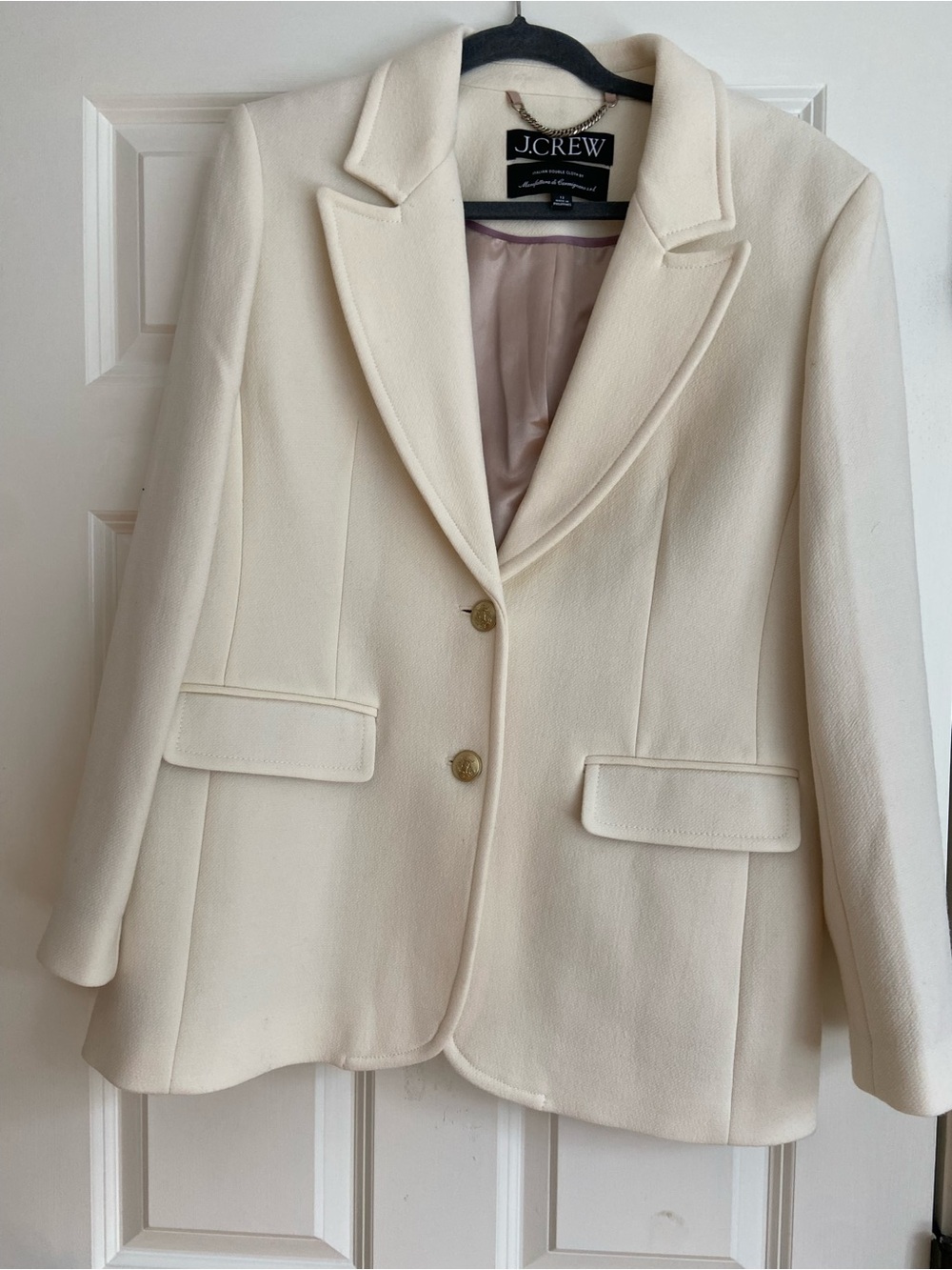 J. Crew Cream Notch-Lapel Wool-Blend Blazer with Gold Buttons